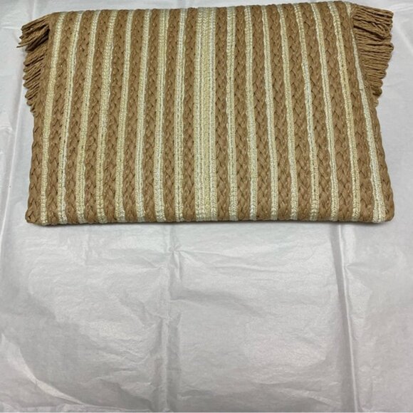 Clutch Fringe Trim Flap Straw Bag - Picture 5 of 7